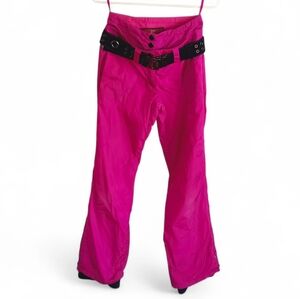 Authier Hot Pink Belted Snow Pants Ski Snowboard Winter sports Warm Neon Girly
